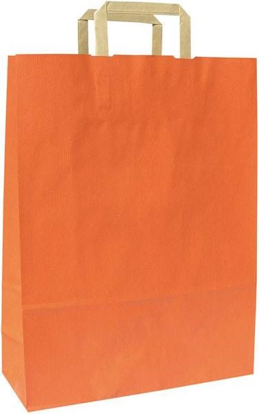 Obrázky: Papírová taška 18x8x25 cm, ploché držadlo,oranžová