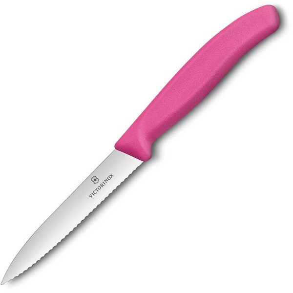 Obrázky: Růžový nůž na zeleninu VICTORINOX, vlnkové ostří