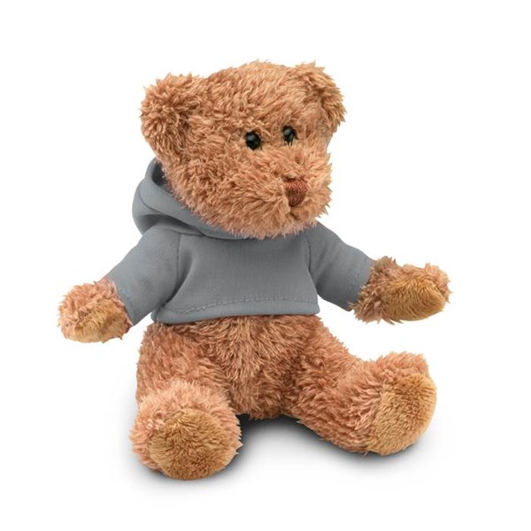 Obrázky: Hnědý plyšový medvídek v šedém svetru s kapucí, Obrázek 2