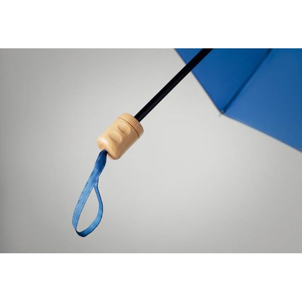 Obrázky: Světle modrý skládací deštník s dřevěným držadlem, Obrázek 4