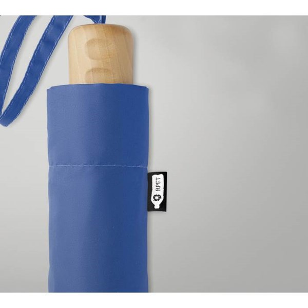 Obrázky: Světle modrý skládací deštník s dřevěným držadlem, Obrázek 5
