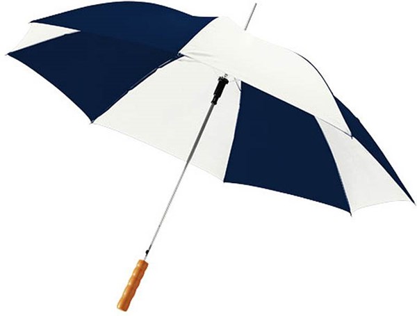 Obrázky: Modro-bílý automatický deštník, tvarovaná rukojeť
