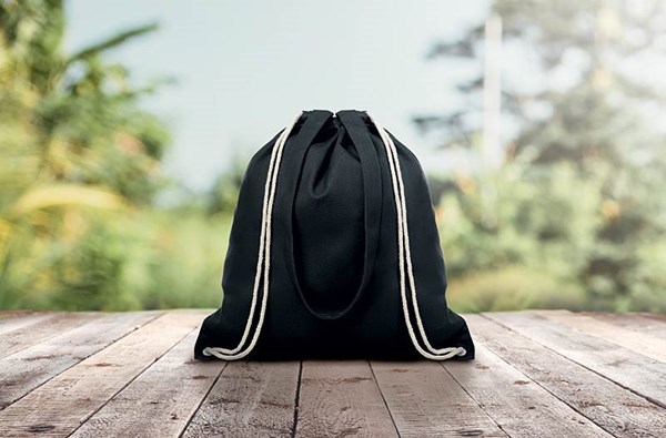 Obrázky: Plátěná taška s dlouhými uchy a zdrhováním černá, Obrázek 2