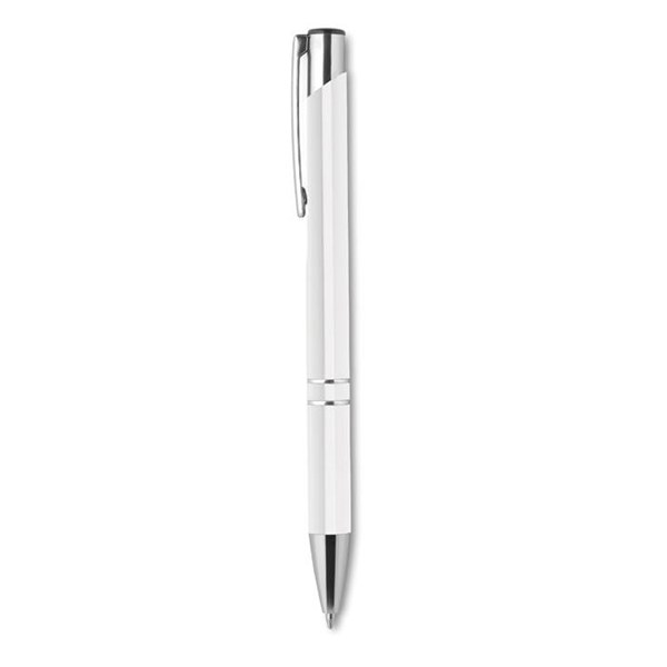 Obrázky: Hliníkové kuličkové pero bílé, černá náplň
