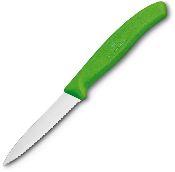 Obrázky: Zelený nůž na zeleninu VICTORINOX,vlnkové ostří 8cm