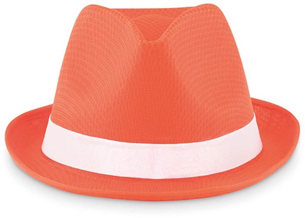 Obrázky: Oranžový polyesterový klobouk s bílou stuhou, Obrázek 2