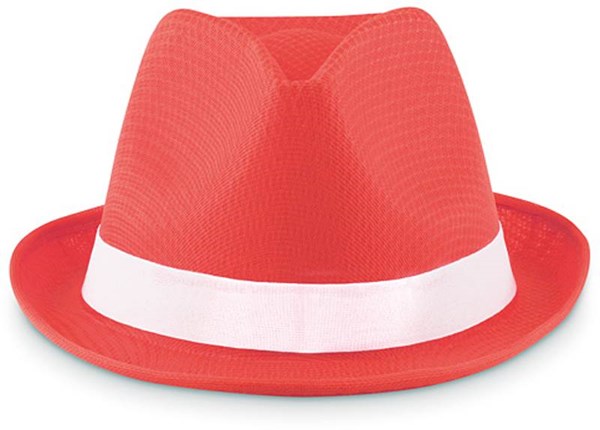Obrázky: Červený polyesterový klobouk s bílou stuhou, Obrázek 2
