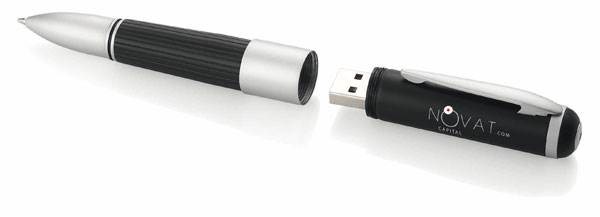 Obrázky: Černé kuličkové pero/USB flash disk 4GB 2v1