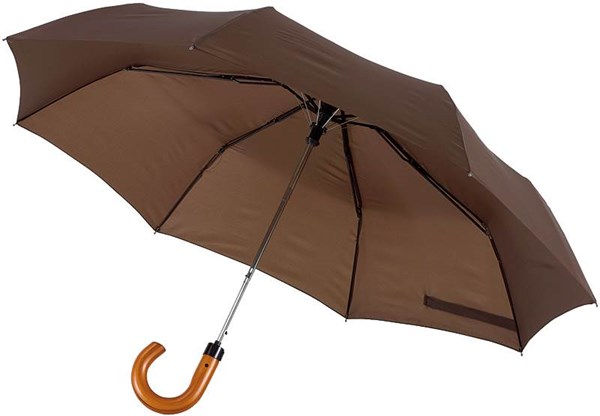 Obrázky: Hnědý třídílný automatický skládací deštník