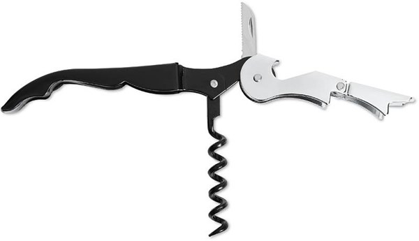 Obrázky: Orig. číšnický nůž s dvoufázovou vývrtkou, černý, Obrázek 2