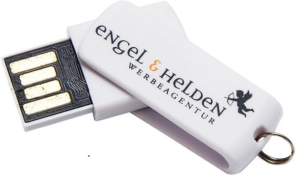 Obrázky: Malý bílý otočný USB flash disk 16GB s kroužkem, Obrázek 6