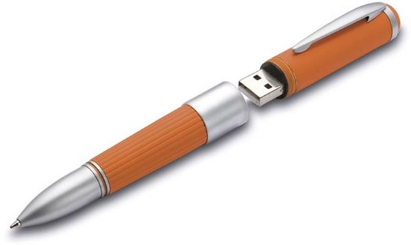 Obrázky: Oranžové kuličkové pero/USB flash disk 16GB 2v1