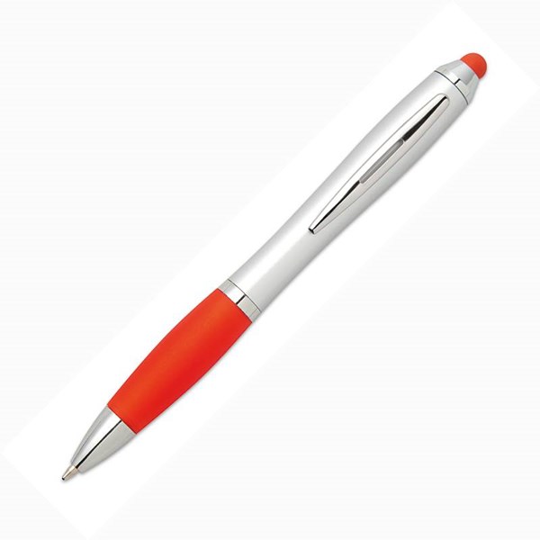 Obrázky: Červené plastové kuličkové pero se stylusem