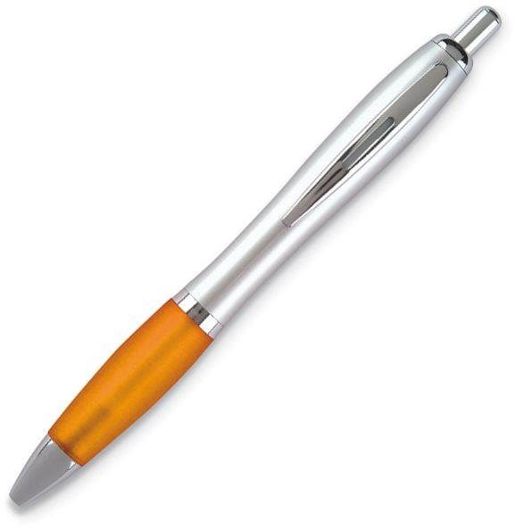 Obrázky: Oranžovo-stříbrné kuličkové pero OKAY