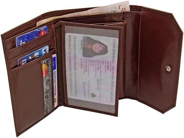 Obrázky: Dámská kožená peněženka, luxusní hnědočervená kůže, Obrázek 3