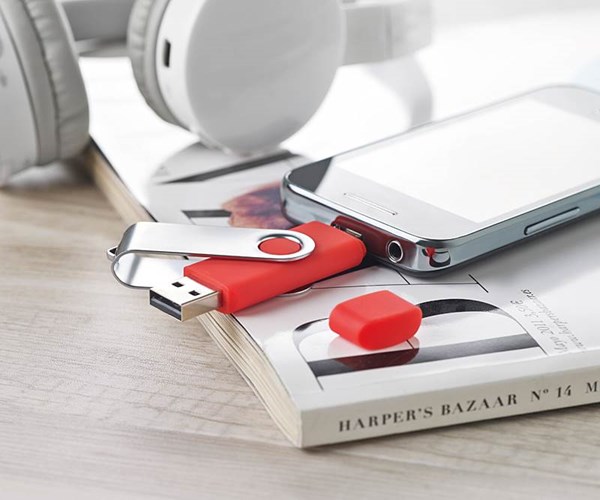 Obrázky: OTG Twister flash disk 2 GB s micro USB,červený, Obrázek 2