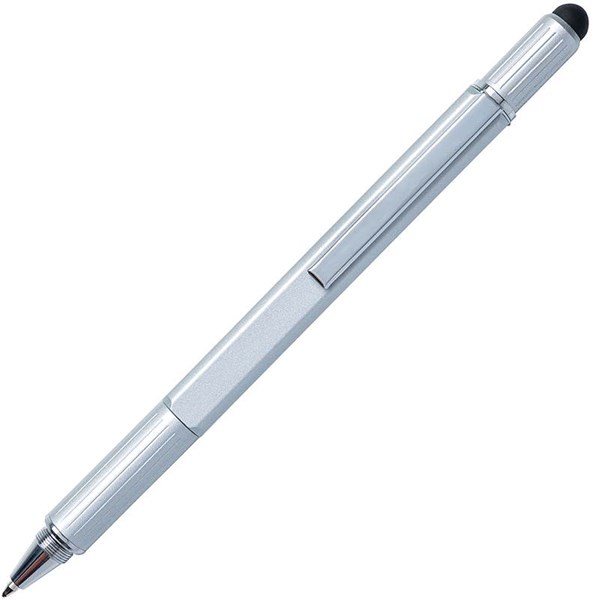 Obrázky: Stříbrnošedé multifunkční kuličkové pero z hliníku 5 v 1, Obrázek 6