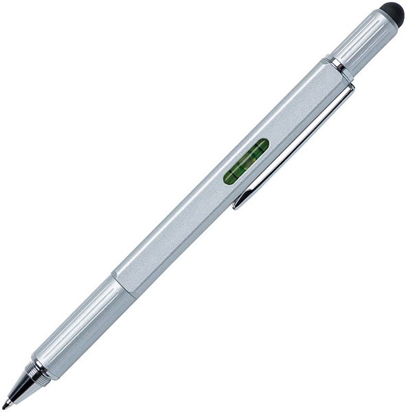 Obrázky: Stříbrnošedé multifunkční kuličkové pero z hliníku 5 v 1, Obrázek 7