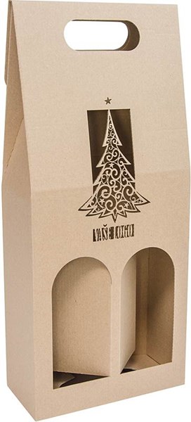 Obrázky: Papírová krabice na 2 láhve se stromkem, laser