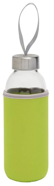 Obrázky: Skleněná láhev 450 ml s poutkem v zeleném obalu