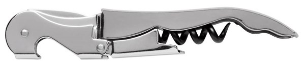 Obrázky: Stříbrný kovový číšnický otvírák s dvouf. vývrtkou