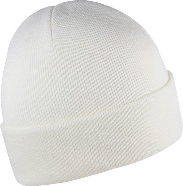 Obrázky: Zimní dvojvrstvá akrylová pletená čepice s lemem bílá