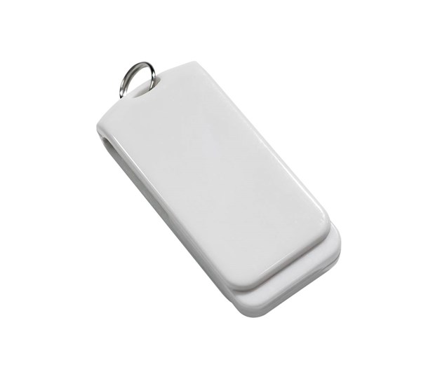 Obrázky: Malý bílý otočný USB flash disk 16GB s kroužkem, Obrázek 5