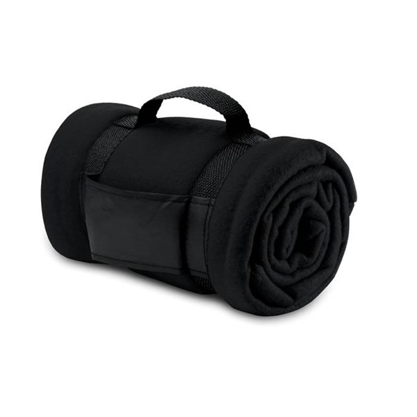Obrázky: Černá fleecová deka s popruhy
