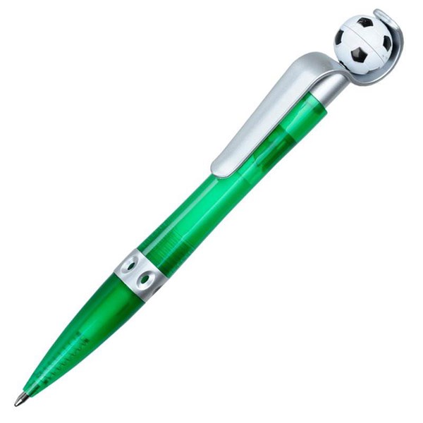 Obrázky: Zelené plast. kuličkové pero s fotbalovým míčem