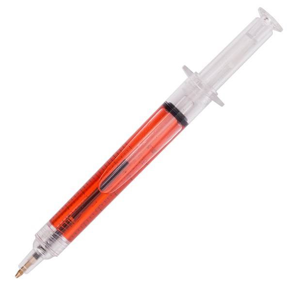 Obrázky: Kuličkové pero ve tvaru injekční stříkačky, červené, Obrázek 2
