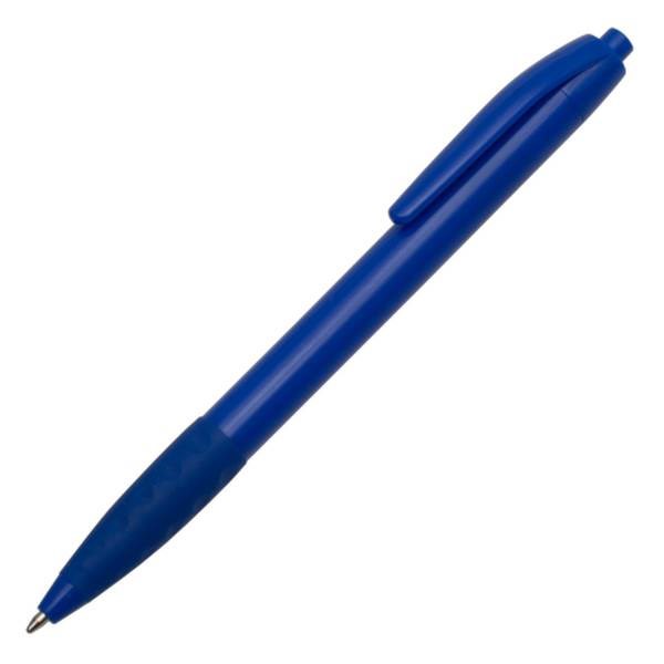 Obrázky: Modré plast. kuličkové pero s pryžovým úchopem