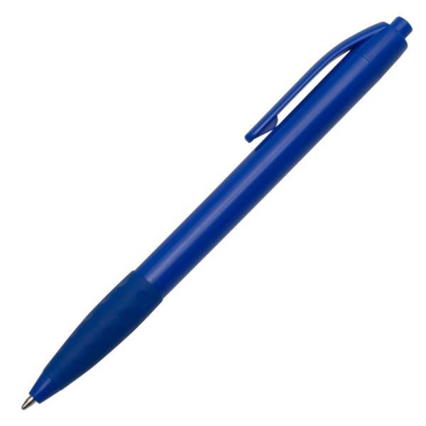 Obrázky: Modré plast. kuličkové pero s pryžovým úchopem, Obrázek 2