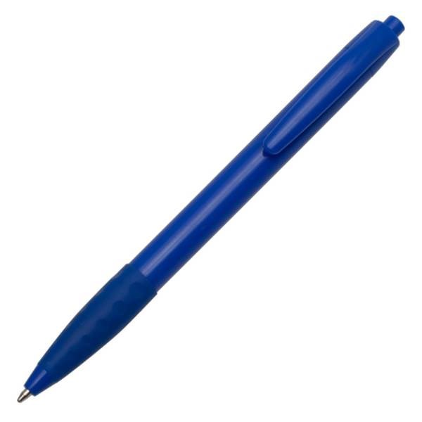 Obrázky: Modré plast. kuličkové pero s pryžovým úchopem, Obrázek 3