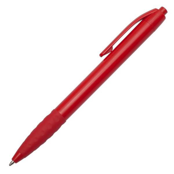 Obrázky: Červené plast. kuličkové pero s pryžovým úchopem, Obrázek 2