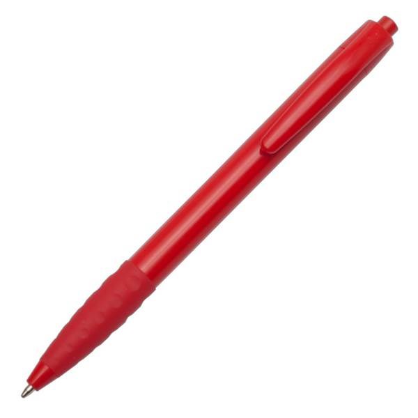 Obrázky: Červené plast. kuličkové pero s pryžovým úchopem, Obrázek 3