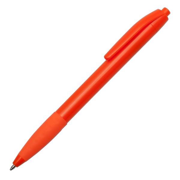 Obrázky: Oranžové plast. kuličkové pero s pryžovým úchopem