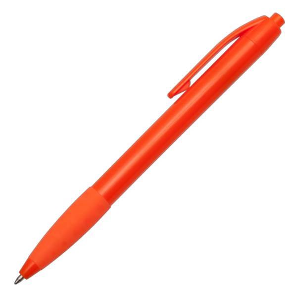 Obrázky: Oranžové plast. kuličkové pero s pryžovým úchopem, Obrázek 2