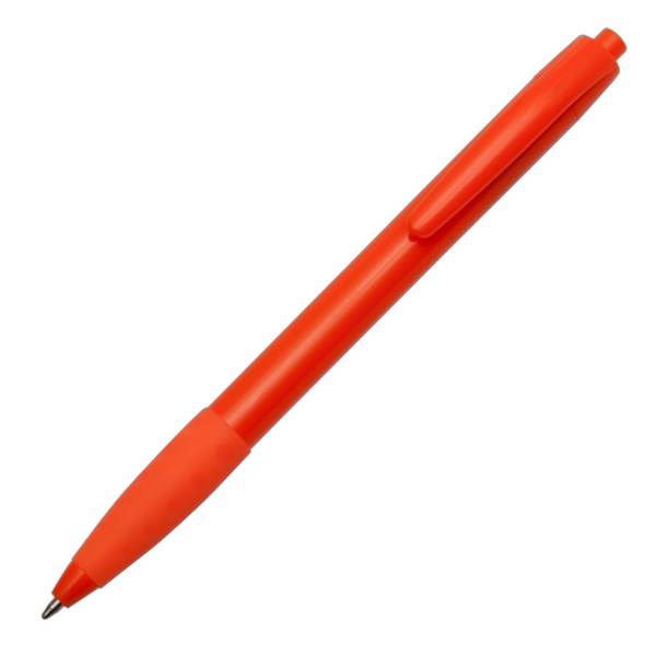 Obrázky: Oranžové plast. kuličkové pero s pryžovým úchopem, Obrázek 3