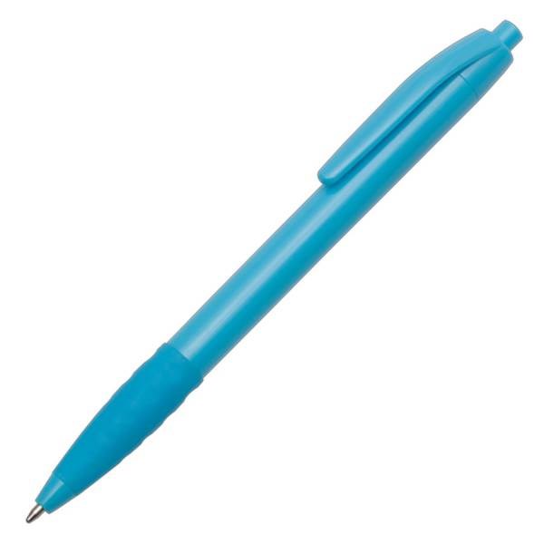Obrázky: Sv. modré plast. kuličkové pero s pryžovým úchopem
