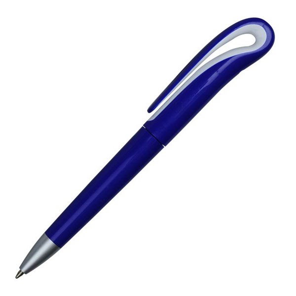 Obrázky: Modré plastové kuličkové pero s unikátním klipem, Obrázek 2