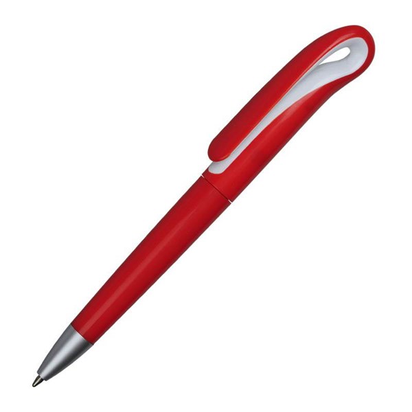 Obrázky: Červené plastové kuličkové pero s unikátním klipem