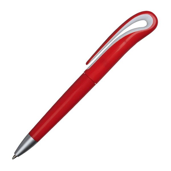 Obrázky: Červené plastové kuličkové pero s unikátním klipem, Obrázek 2