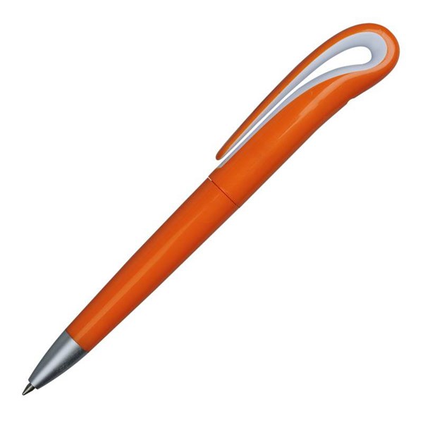 Obrázky: Oranžové plastové kuličkové pero s unikátním klipem, Obrázek 2