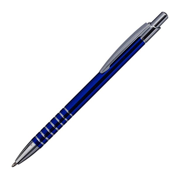 Obrázky: Modré hliníkové kulič. pero se stříbrnými proužky