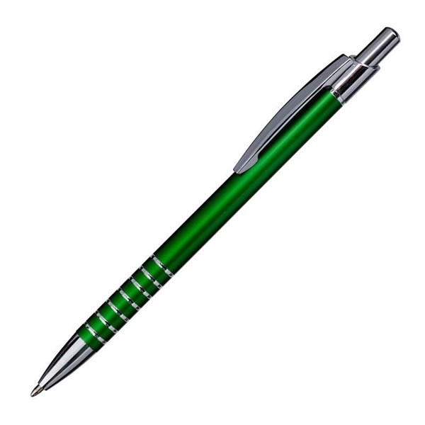 Obrázky: Zelené hliníkové kulič. pero se stříbrnými proužky