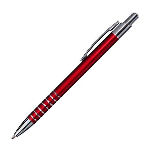 Obrázky: Červené hliníkové kulič. pero se stříbrnými proužky, Obrázek 2