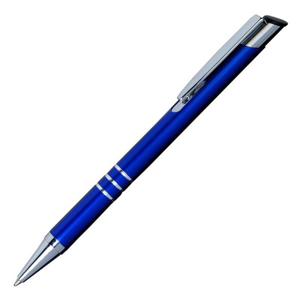 Obrázky: Modré hliníkové pero se třemi stříbr. proužky
