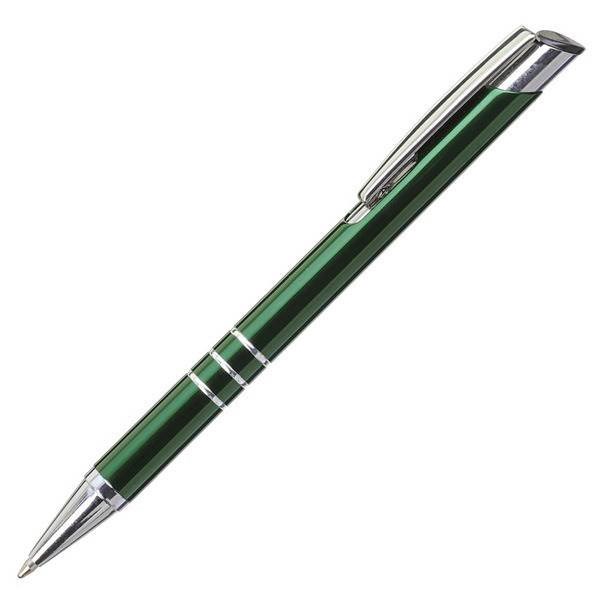 Obrázky: Tmav.zelené hliníkové pero se třemi stříbr. proužky