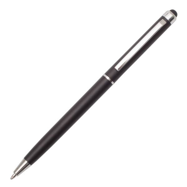 Obrázky: Štíhlé metalické plast. pero se stylusem, černé, Obrázek 2