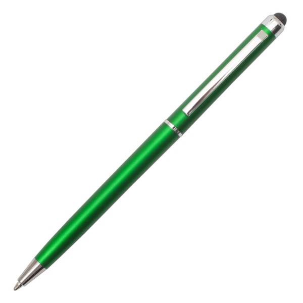 Obrázky: Štíhlé metalické plast. pero se stylusem, zelené, Obrázek 2